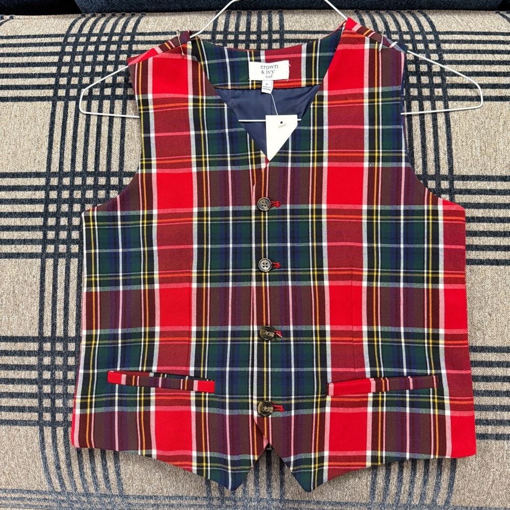 NWT Crown & Ivy Kids Multicolor Tartan Vest